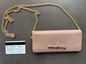 Prada Saffiano Bow Wallet on Chain Cammeo Blush Leather 1M1132 Continental Cross